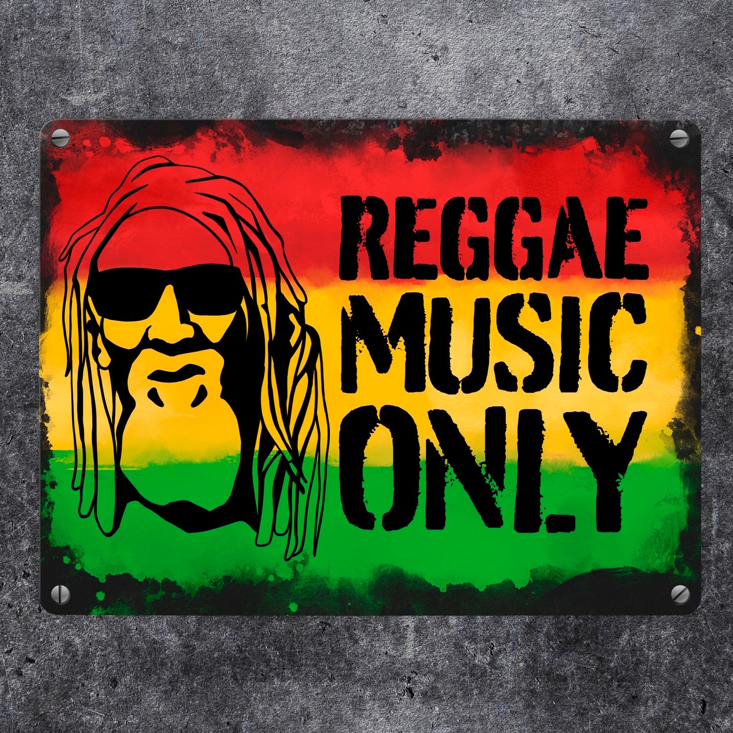 Reggae Music Only Metallschild in 15x20 cm mit Rastafarigesicht