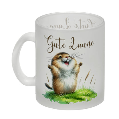 jubelnder Lemming Glas Tasse mit Spruch Gute Laune