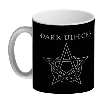 Glitzer-Kaffeebecher mit magischen Pentagrammen und Spruch - White Witch - Dark Witch