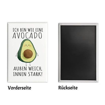 Avocado Souvenir Magnet eckig mit Spruch Weich außen innen stark wie Avocado