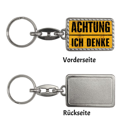 Achtung ich denke Schlüsselanhänger mit Bordüre