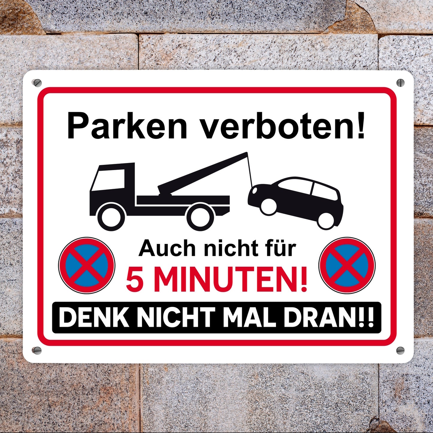 Parken verboten Metallschild XL in 21x28 cm mit lustigem Spruch