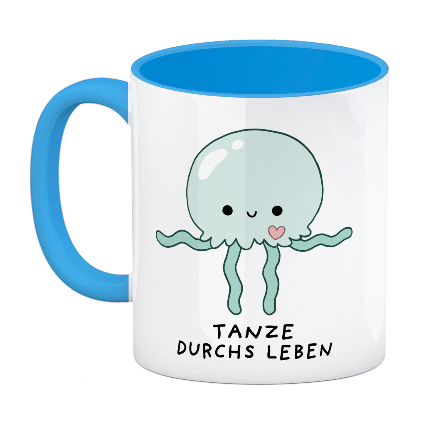 Jelly & Friends Qualle Kaffeebecher in hellblau mit Spruch Tanze durchs Leben