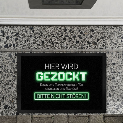 Hier wird gezockt Fußmatte XL in 40x60 cm für Gamer in grün