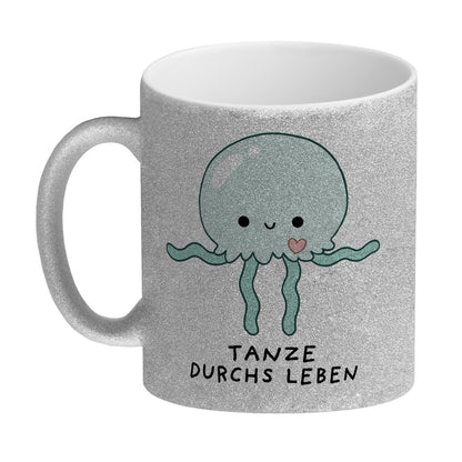 Jelly & Friends Qualle Glitzer-Kaffeebecher mit Spruch Tanze durchs Leben