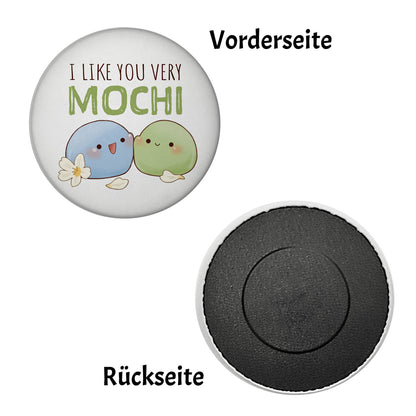 Mochi Freunde Magnet rund mit Spruch I like you very Mochi