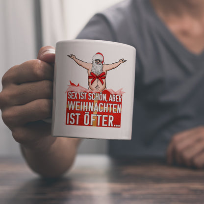 Sex ist schön aber Weihnachten ist öfter Kaffeebecher mit Weihnachtsmann