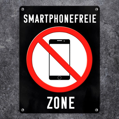 Smartphonefreie Zone Handy verboten Metallschild in 15x20 cm