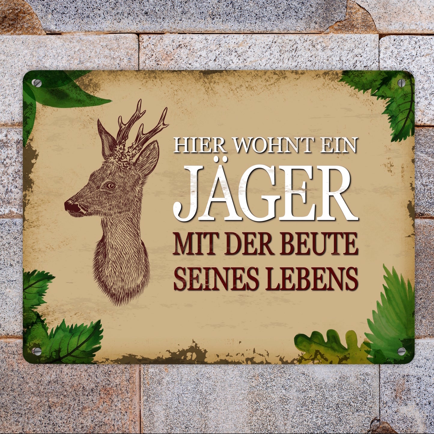 Metallschild XL mit Spruch: Hier wohnt ein Jäger - mit ...