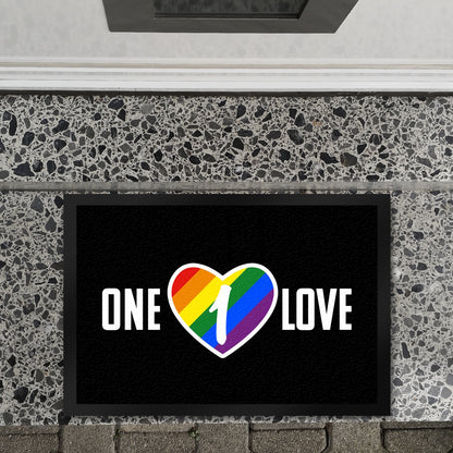 One Love Regenbogen Fußmatte XL in 40x60 cm