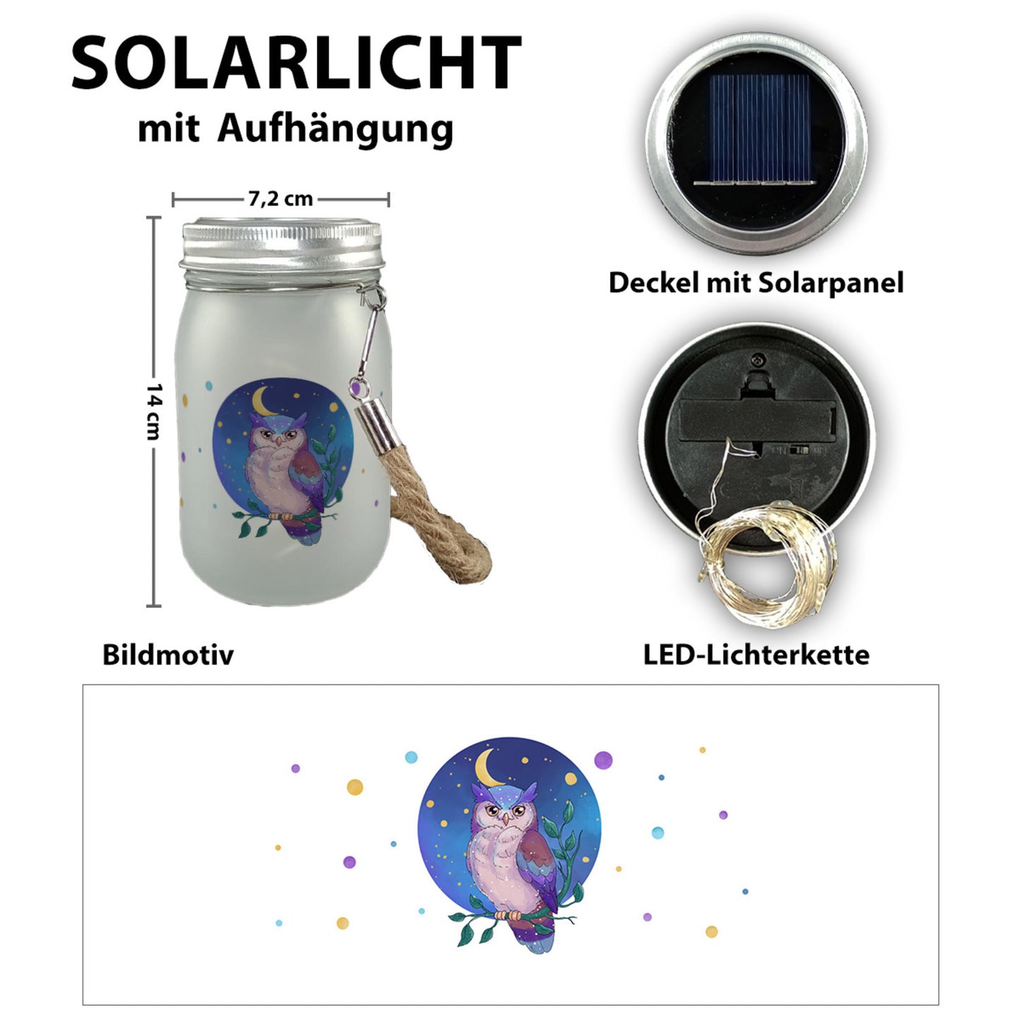 Eule im Mondschein Solarlicht