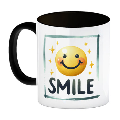 Smile Emoticon Kaffeebecher in schwarz