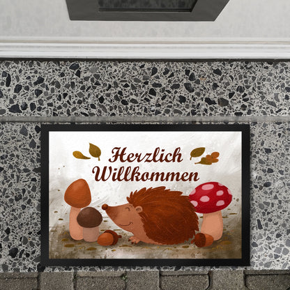 Herzlich Willkommen Fußmatte XL in 40x60 cm mit niedlichem Igel