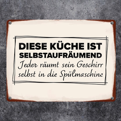 Diese Küche ist selbstaufräumend Metallschild in 15x20 cm für den Haushalt