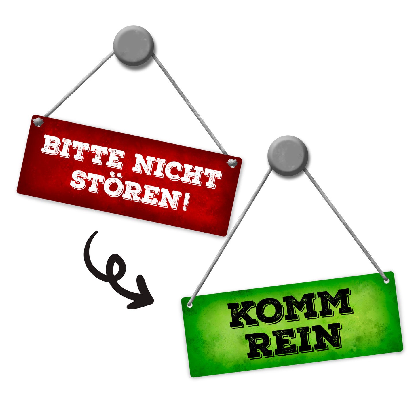 &quotBitte nicht stören - Komm rein&quot Wendeschild in Grün und Rot mit Kordel