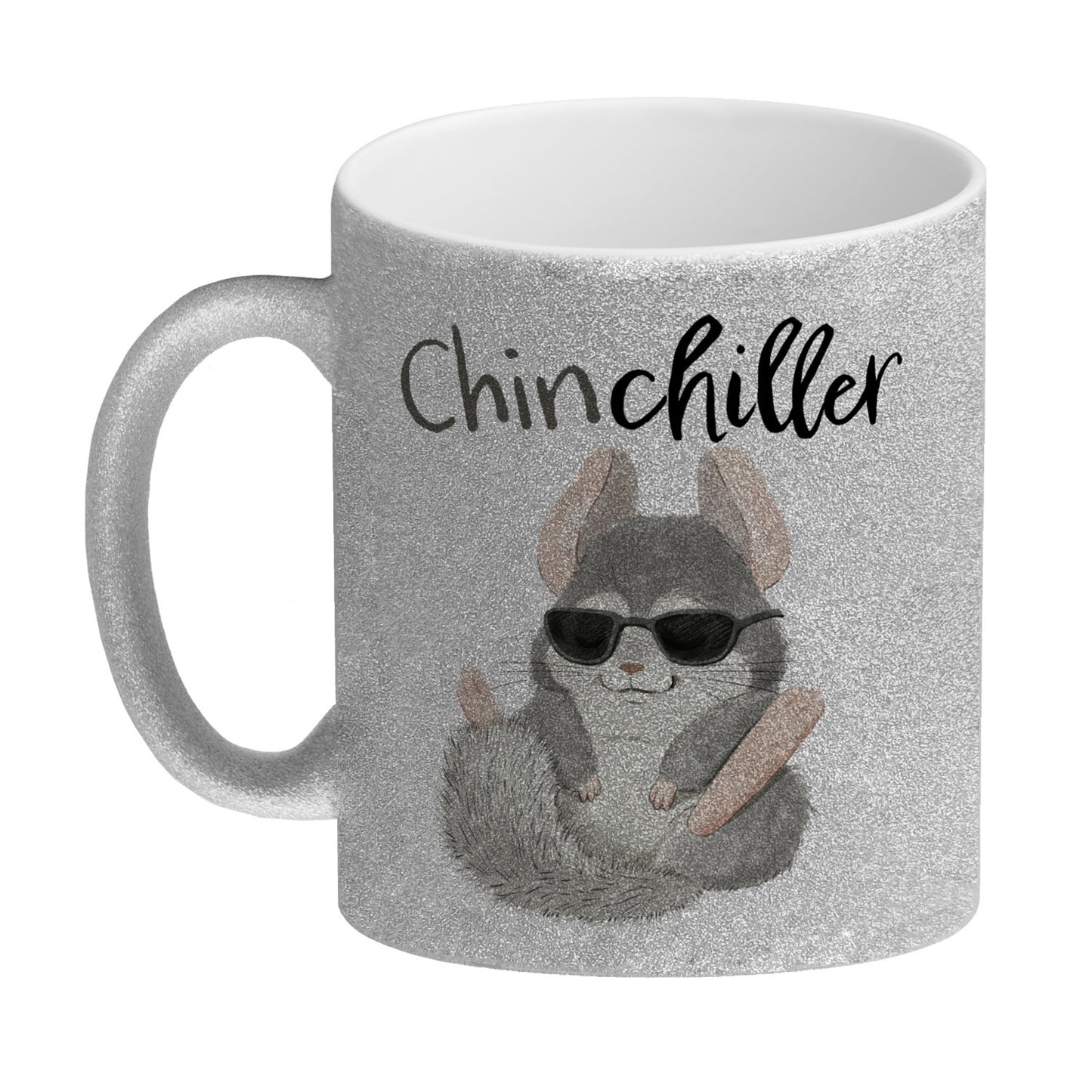 Chinchilla Glitzer-Kaffeebecher mit Spruch Chinchiller