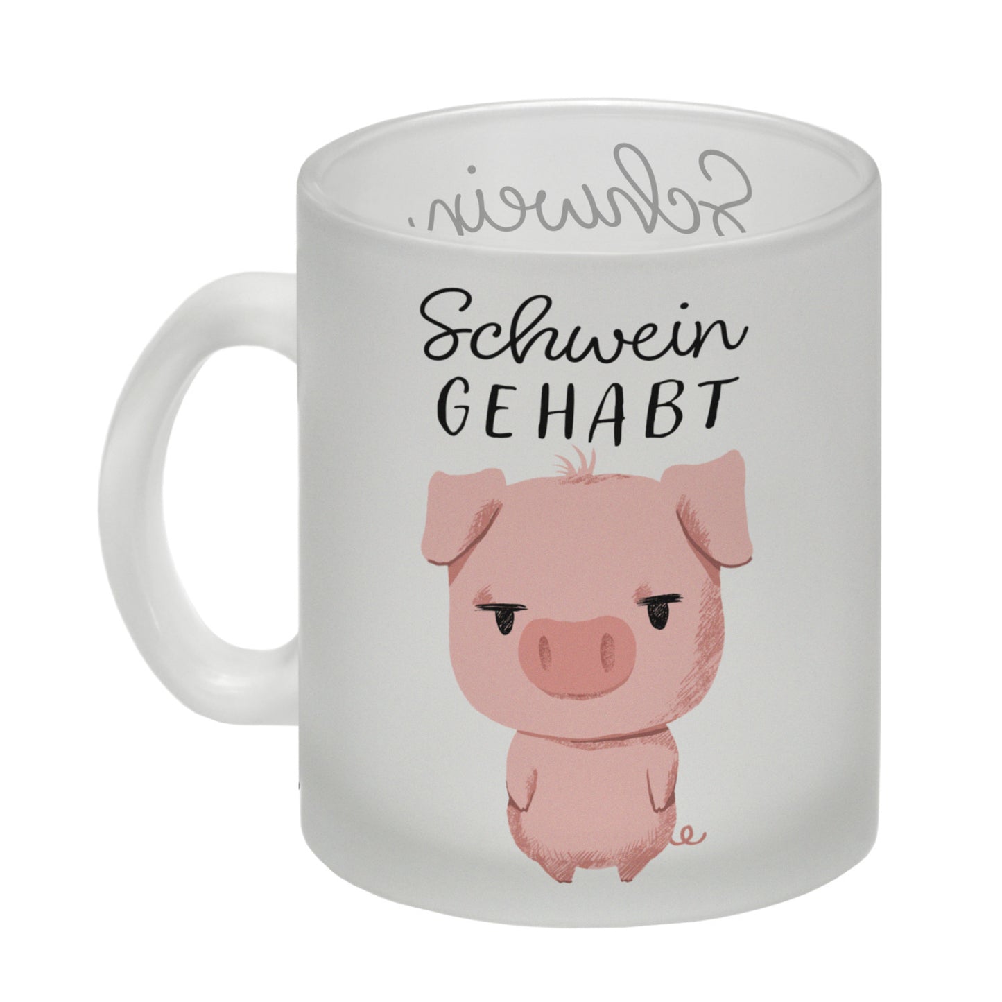 Ferkel Glas Tasse mit Spruch Schwein gehabt