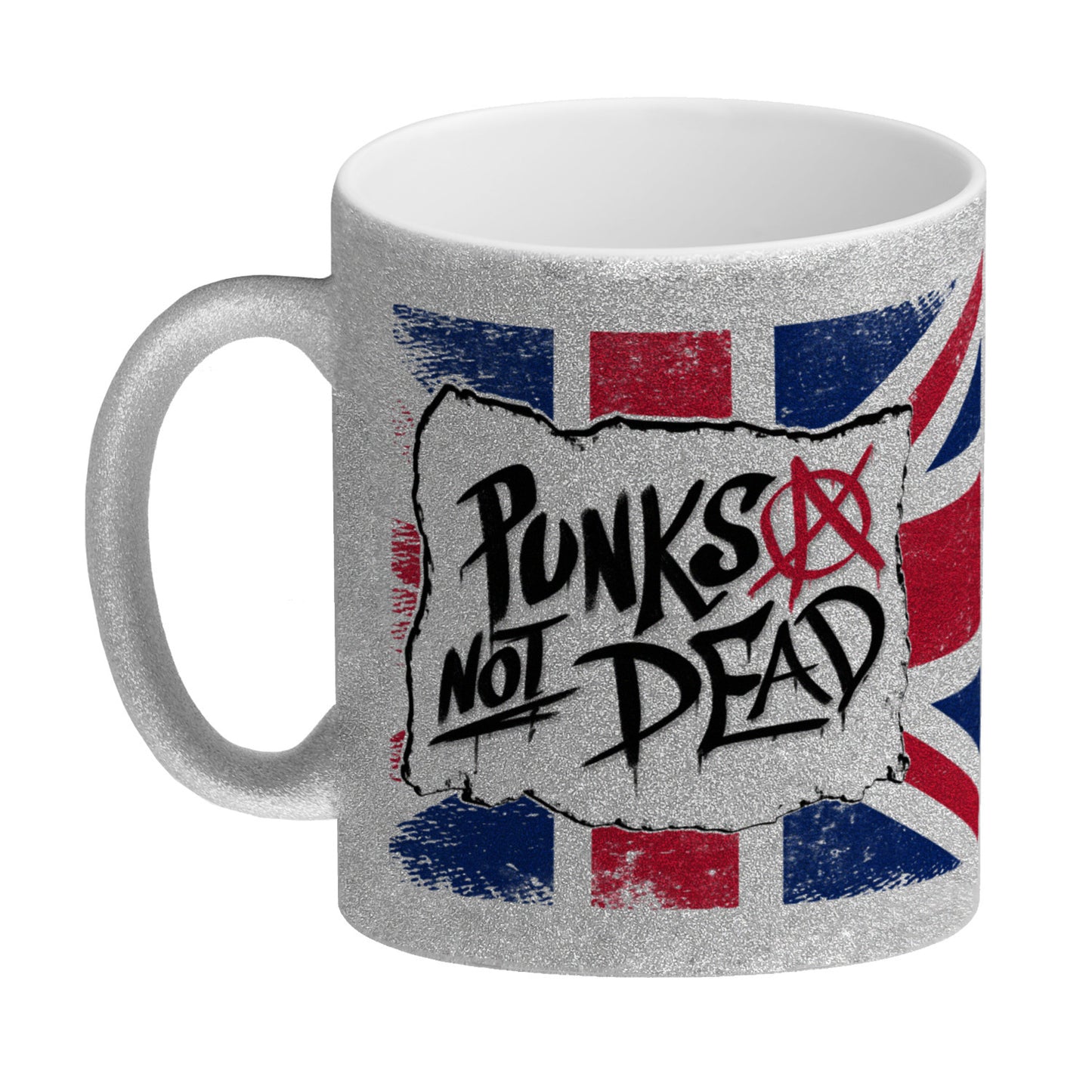 Punks not Dead Union Jack Glitzer-Kaffeebecher