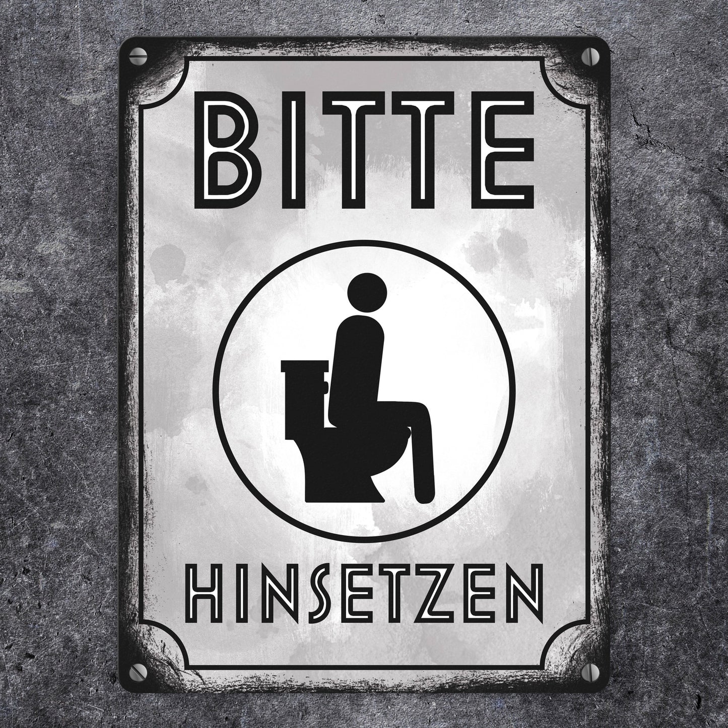 Bitte hinsetzen Metallschild in 15x20 cm für Badezimmer oder WC