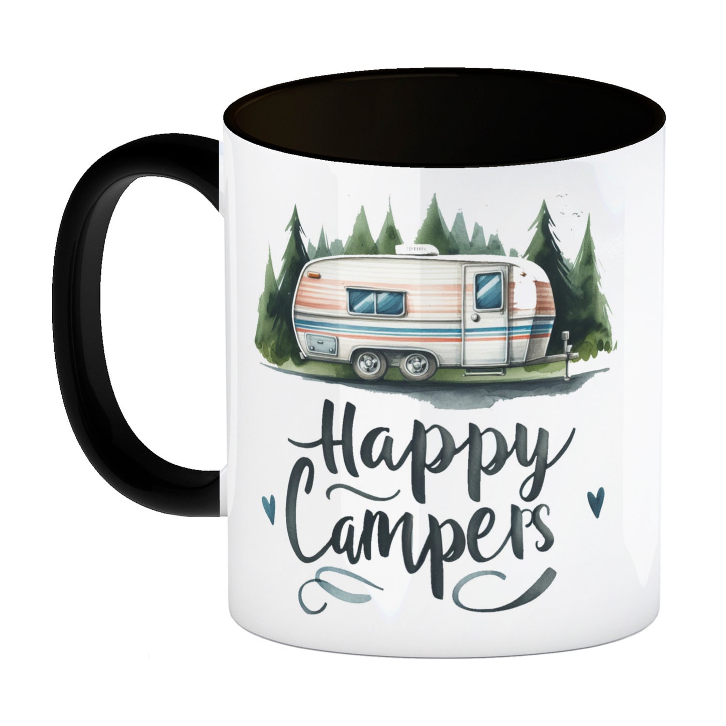 Happy Campers Kaffeebecher in schwarz