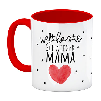 Schwiegermutter Kaffeebecher in rot mit Spruch Weltbeste Schwiegermama