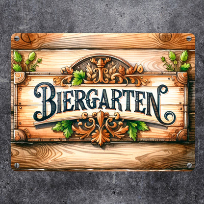 Biergarten Metallschild in 15x20 cm