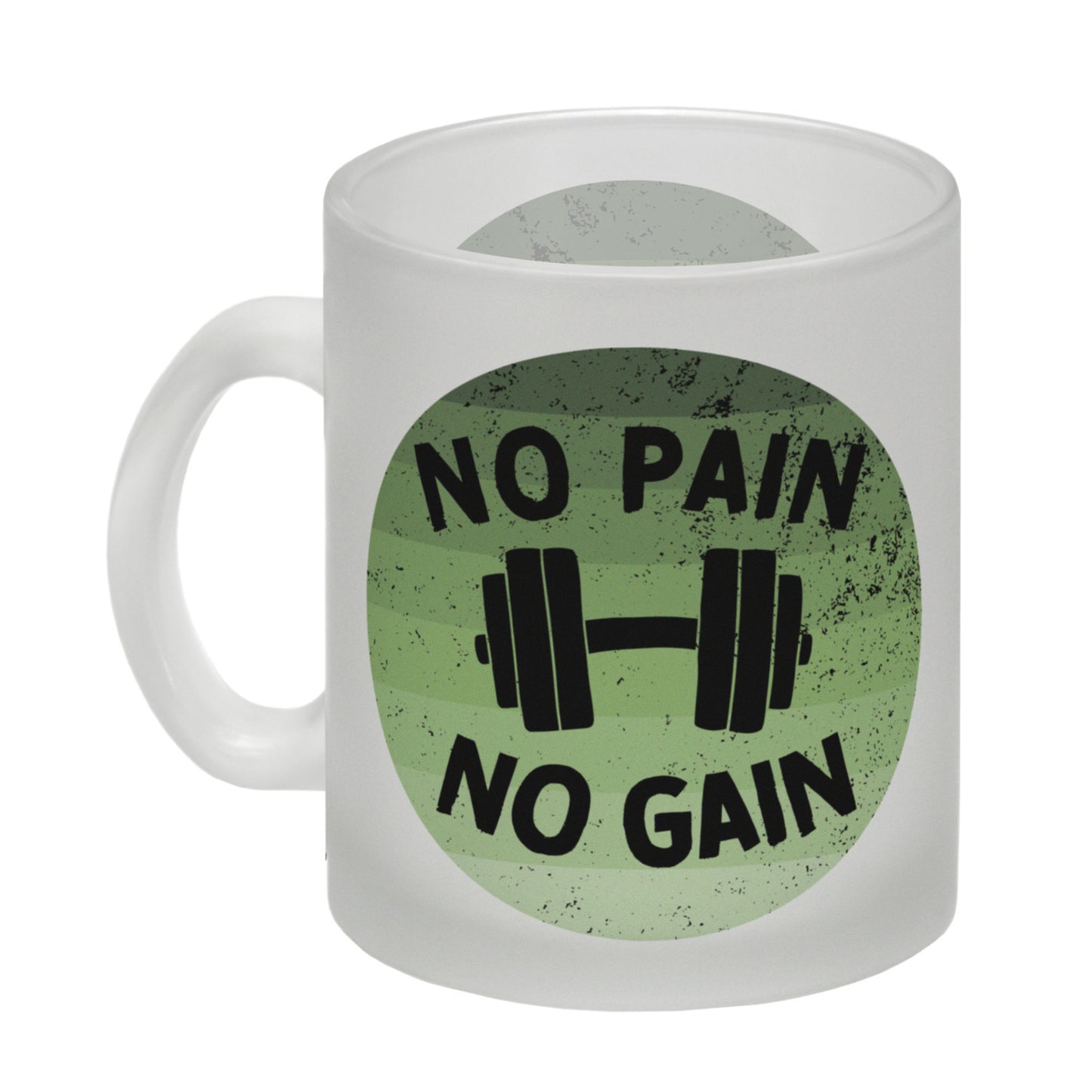 No pain no gain Fitness Glas Tasse mit Hantel