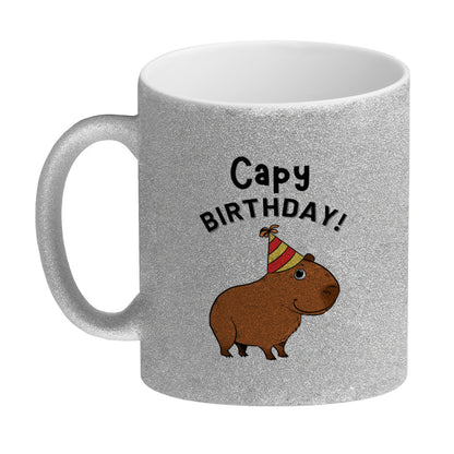 Capy Birthday Glitzer-Kaffeebecher mit niedlichem Capybara