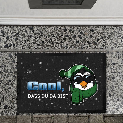 Cool, dass du da bist Fußmatte XL in 40x60 cm mit witzigem Pinguin-Motiv