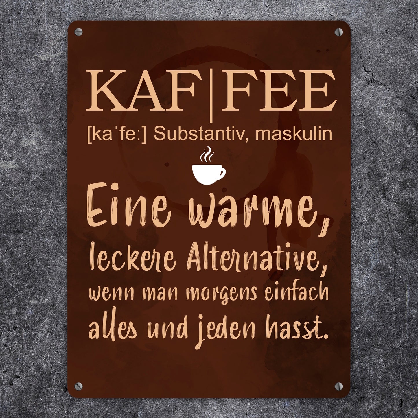 Kaffee - Metallschild XL mit Wortdefinition