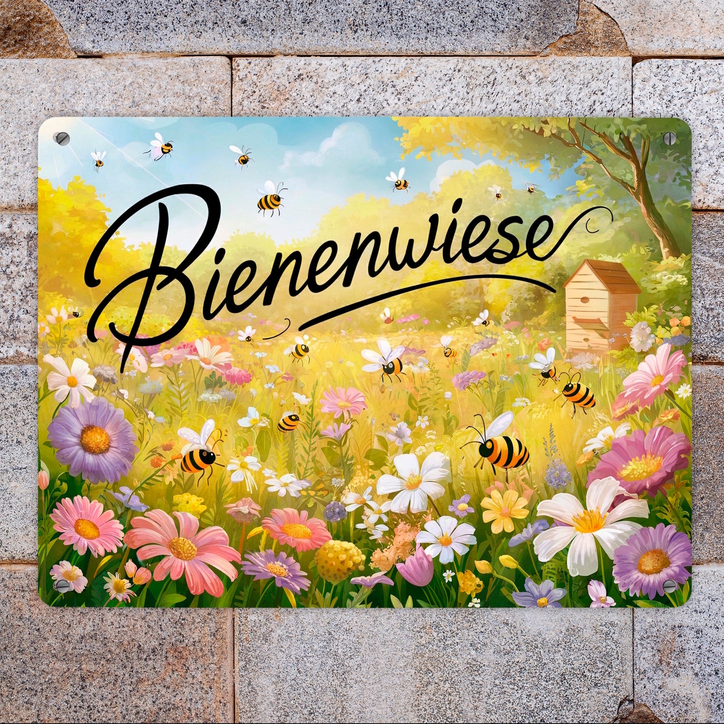 Bienenwiese Metallschild XL in 21x28 cm