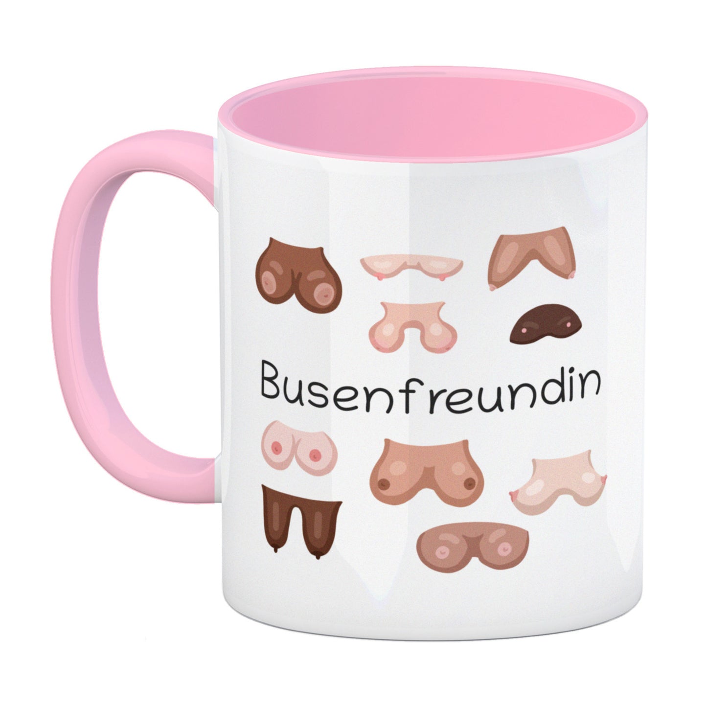 Busenfreundin Kaffeebecher Rosa mit verschiedenen Brüsten