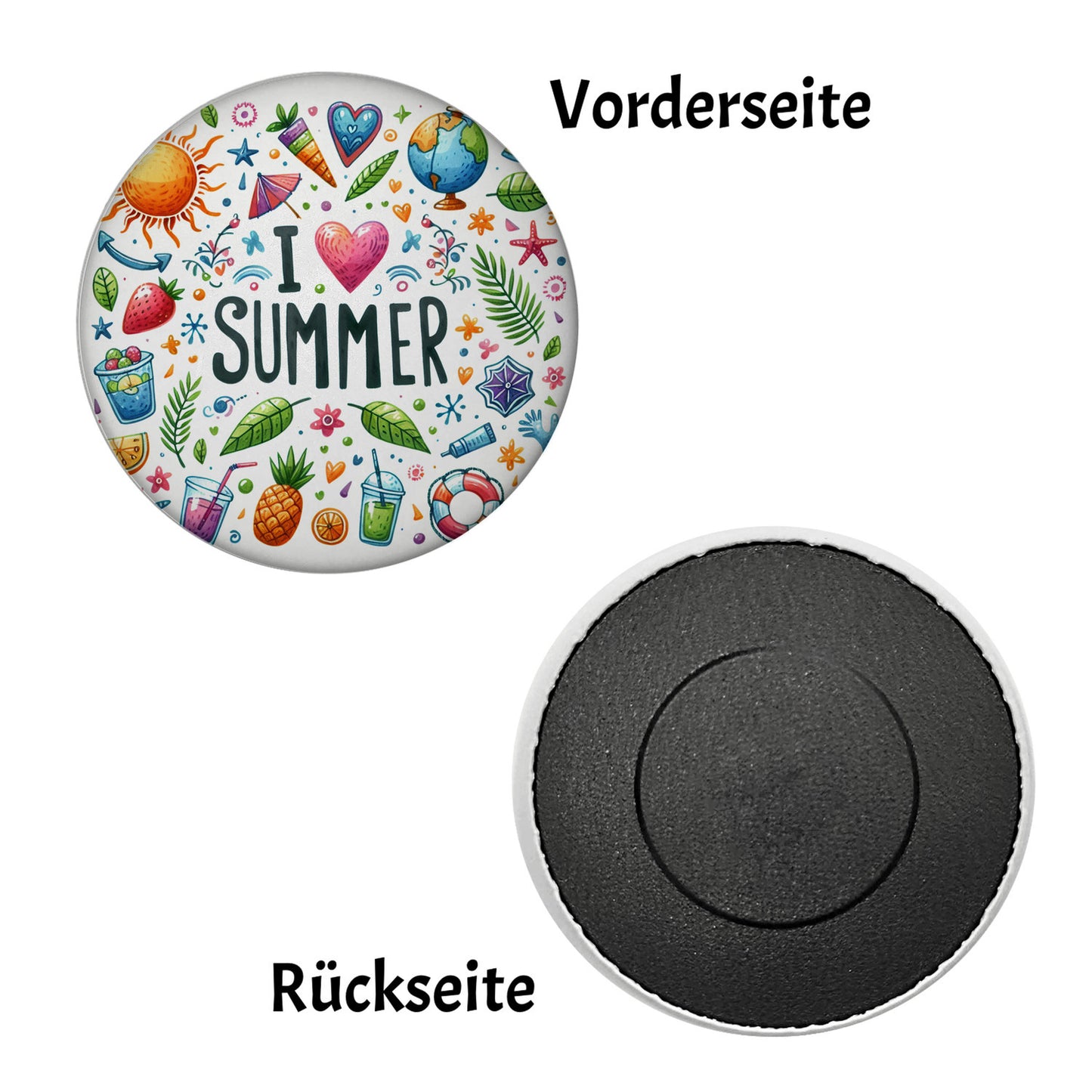 Sommer Magnet rund mit Spruch I love summer