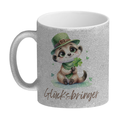 Erdmännchen Glücksbringer Glitzer-Kaffeebecher