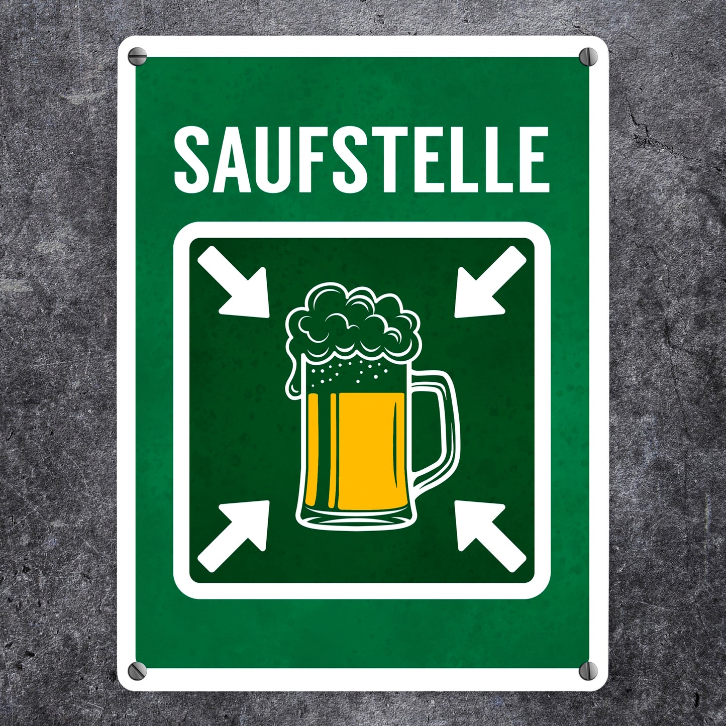 Saufstelle Metallschild mit Bier Motiv