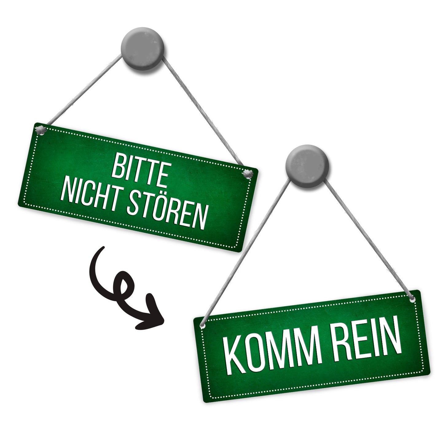 Grünes &quotBitte nicht stören - Komm rein&quot Wendeschild mit Kordel