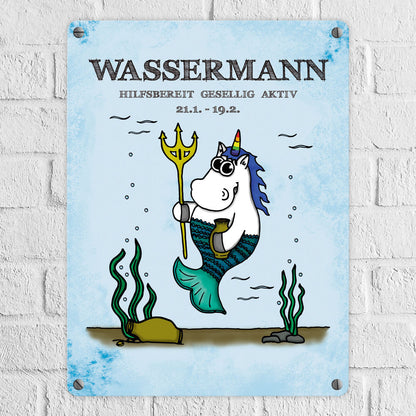 Honeycorns Sternzeichen Wassermann Einhorn Metallschild