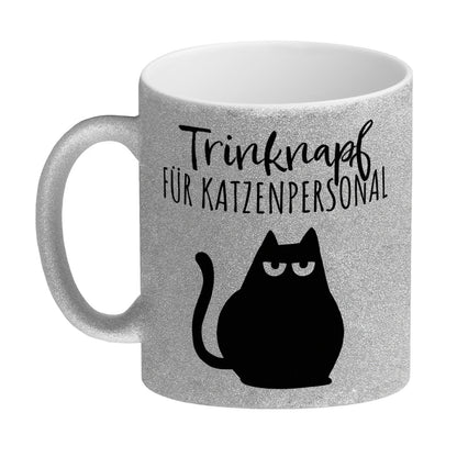 Katze Glitzer-Kaffeebecher mit Spruch Trinknapf für Katzenbesitzer