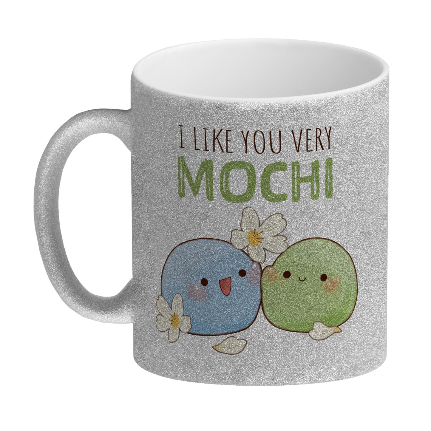 Mochi Freunde Glitzer-Kaffeebecher mit Spruch I like you very Mochi