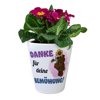 Danke für deine Bemühung Blumentopf mit niedlichem Bären