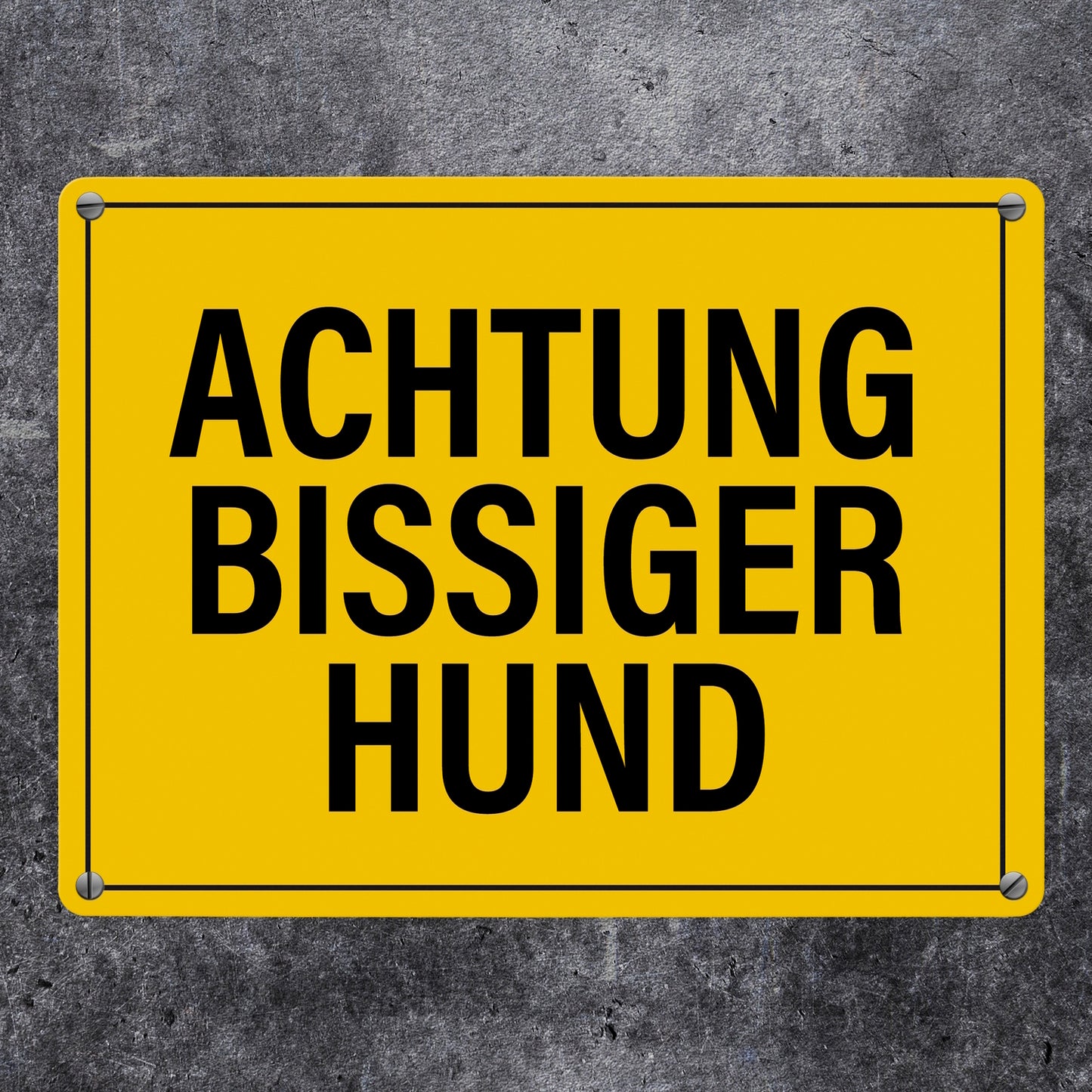 Achtung bissiger Hund Metallschild in gelb