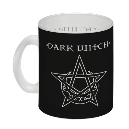 Glas Tasse mit magischen Pentagrammen und Spruch - White Witch - Dark Witch