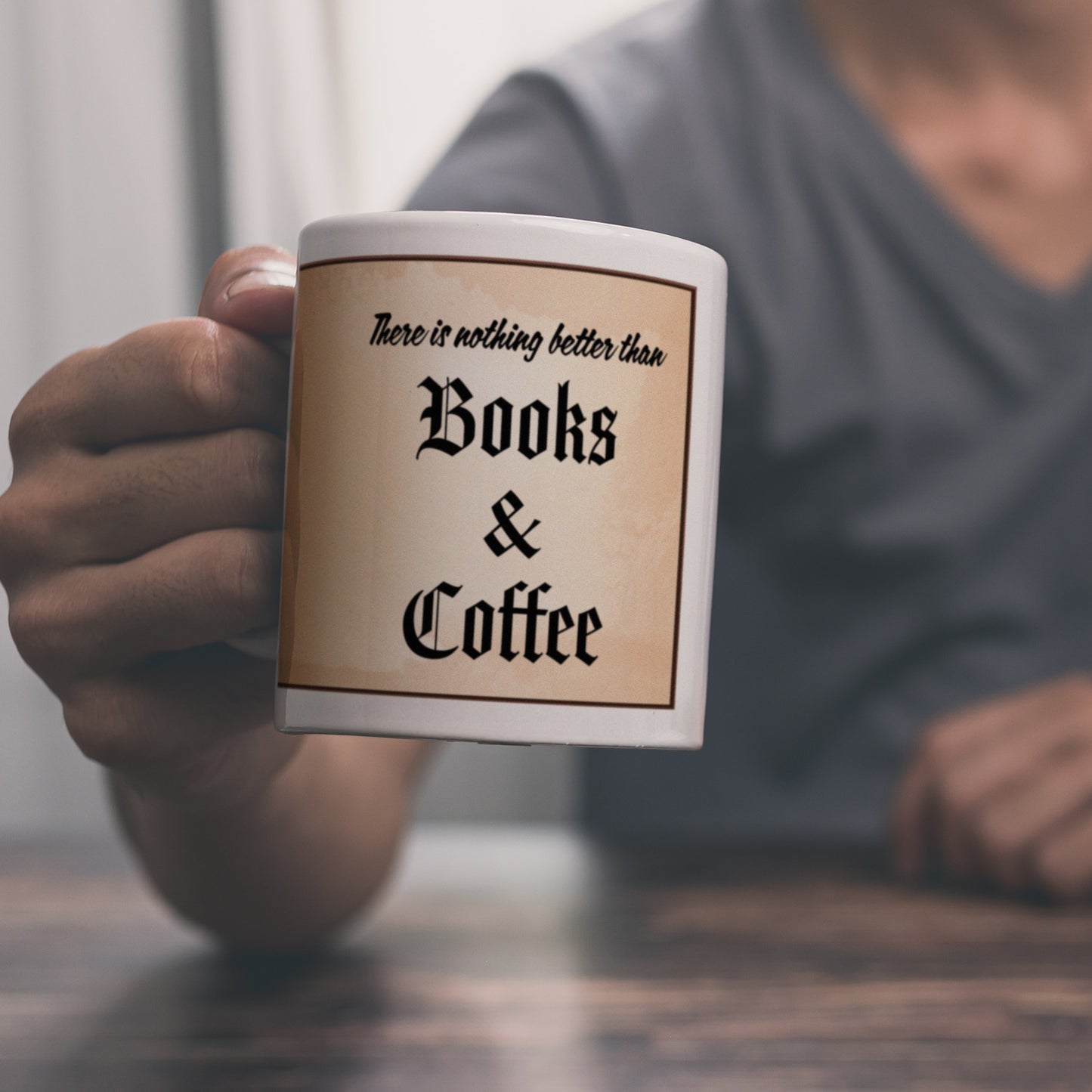 Büchernarr Kaffeebecher im Buchdesign mit Spruch