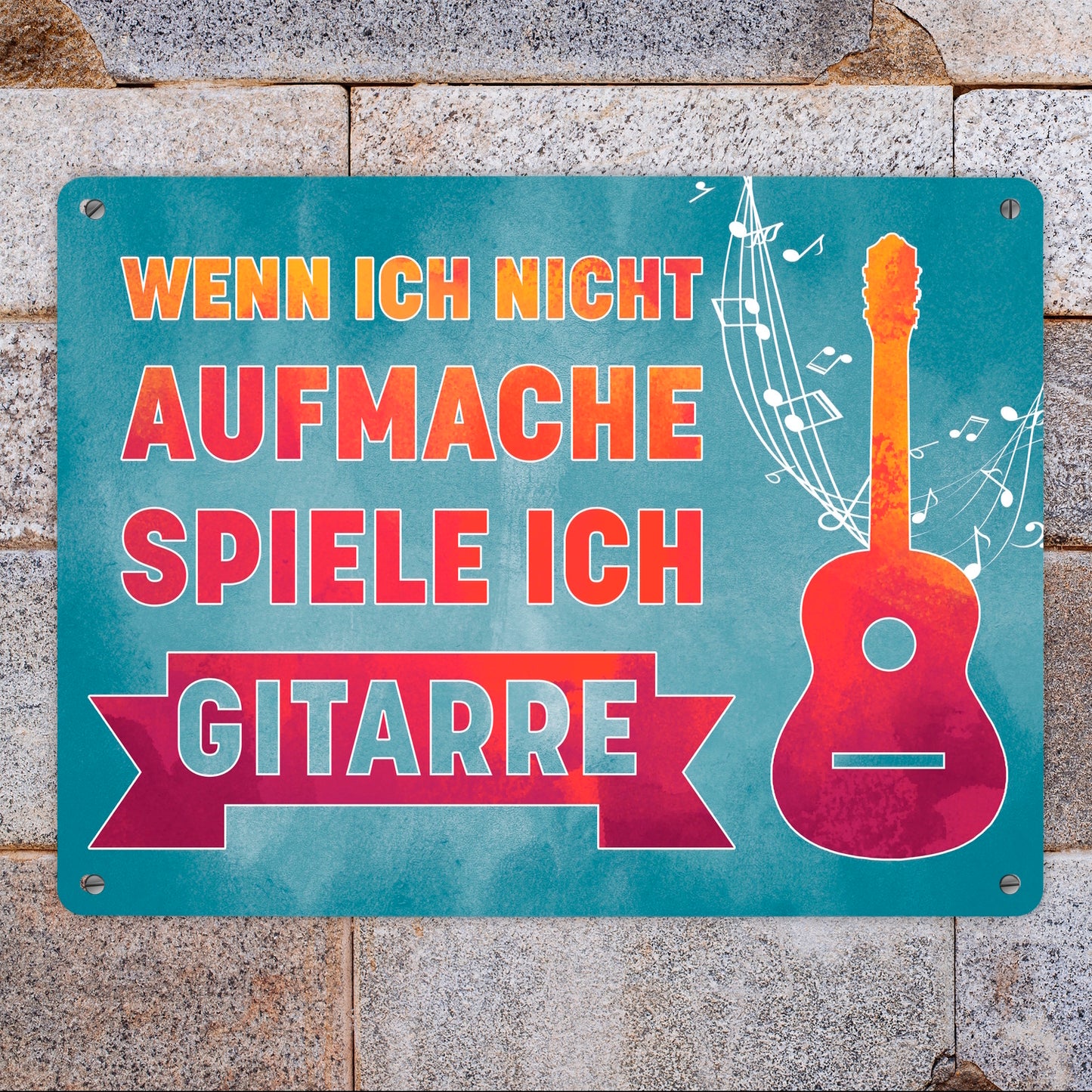 Wenn ich nicht aufmache, spiele ich Gitarre Metallschild XL in 21x28 cm für Gitarristen