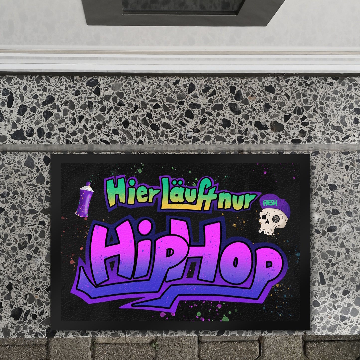 Graffitimotiv Fußmatte XL in 40x60 cm mit Spruch - Hier läuft nur Hip-Hop