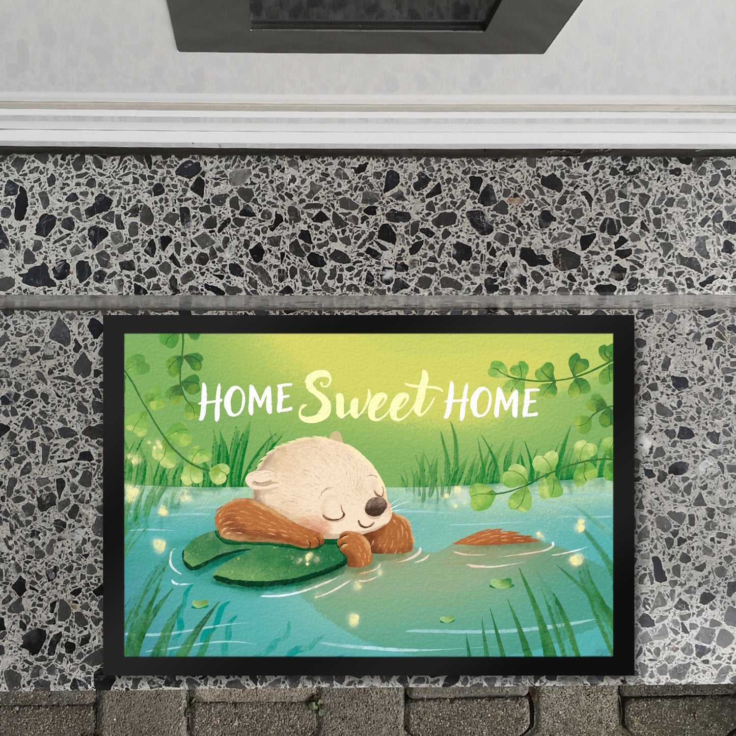 Schlafender Otter Fußmatte XL in 40x60 cm mit Spruch Home Sweet Home