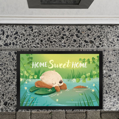 Schlafender Otter Fußmatte XL in 40x60 cm mit Spruch Home Sweet Home