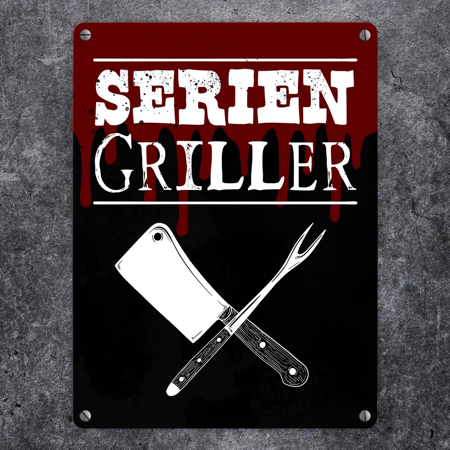 Seriengriller Metallschild in 15x20 cm für den Grill als Gartendeko