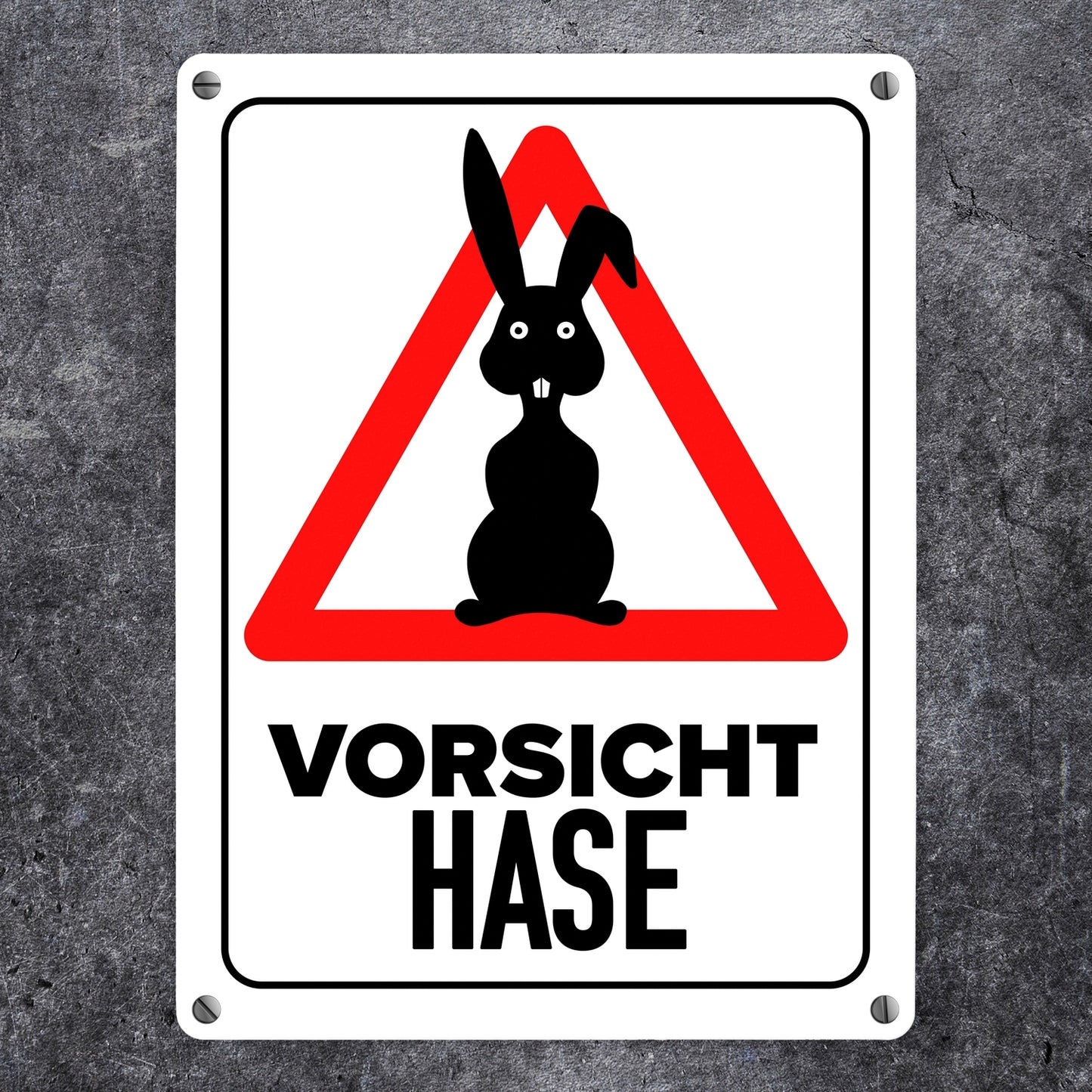 Vorsicht Hase Metallschild in 15x20 cm mit Hasen Silhouette