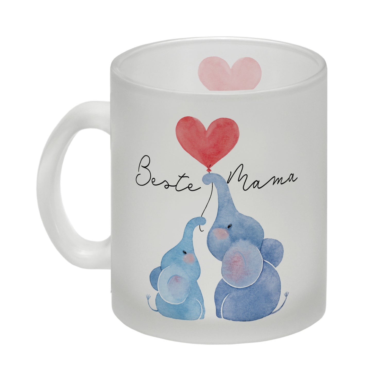 Elefant Mutter und Kind Glas Tasse mit Spruch Beste Mama